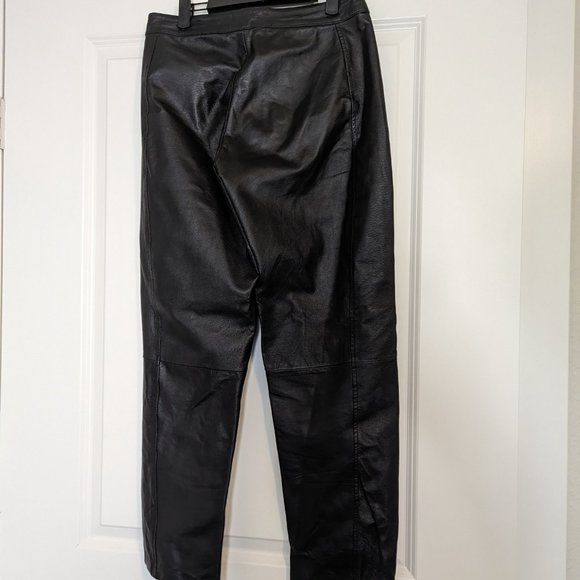 Bagatelle Vintage Black Leather Pants Relaxed Fit, High Waist | 6P - Picture 4 of 7